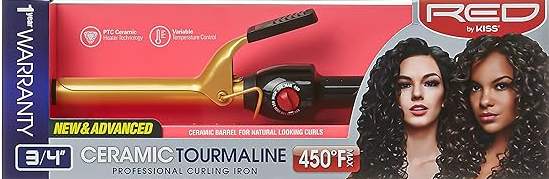 Red Ceramic Tourmaline Curling Iron 3/4