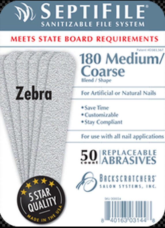 Backscratchers SeptiFile Zebra 180 Grit (50 Count)