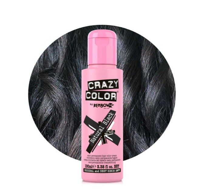 Crazy Color Semi-Permanent Hair Color Cream 030 Black 100ml (3.38floz)