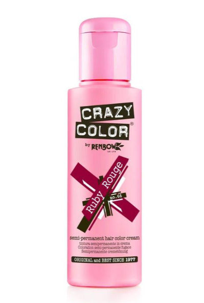 Crazy Color Semi Permanente Hair Color Cream 66 Ruby Rouge 100ml (3.38floz)
