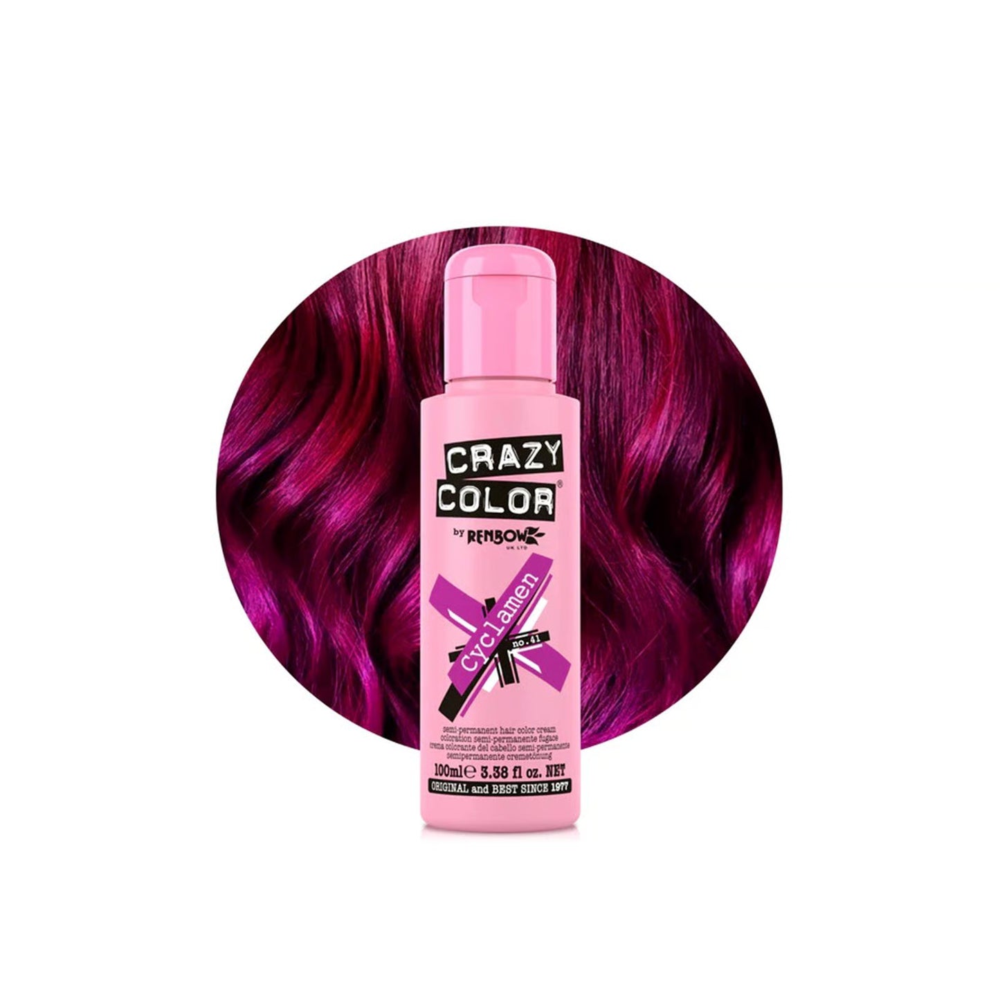Crazy Color Semi-Permanent Hair Color Cream 41 Cyclamen 100ml (3.38floz)