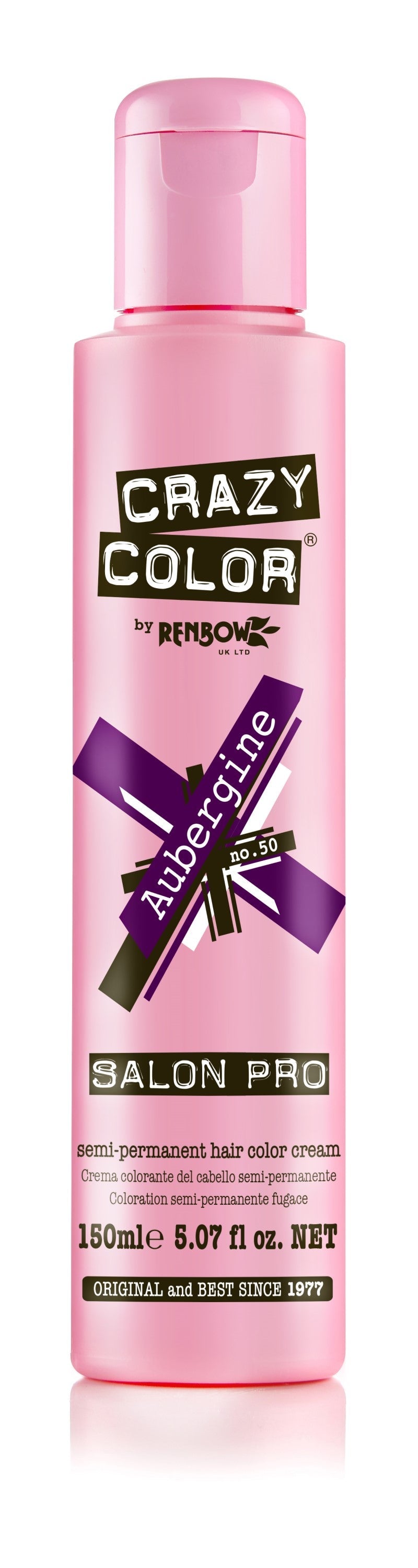 Crazy Color Semi-Permanent Hair Color Cream - Aubergine No. 50 (150ml)