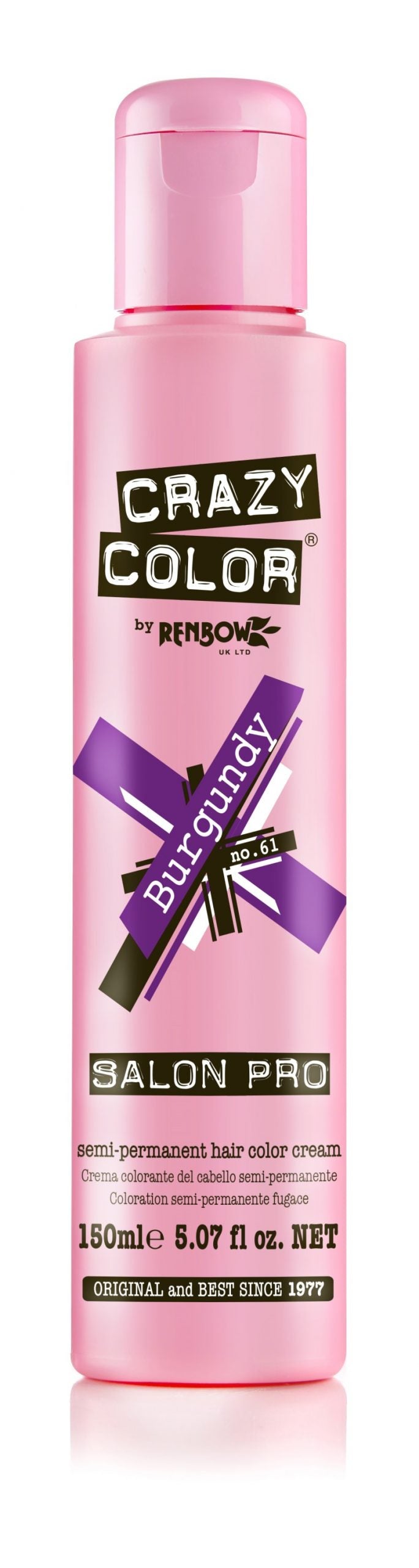 Crazy Color Semi-Permanent Hair Color Cream - Burgundy No. 61 (150ml)