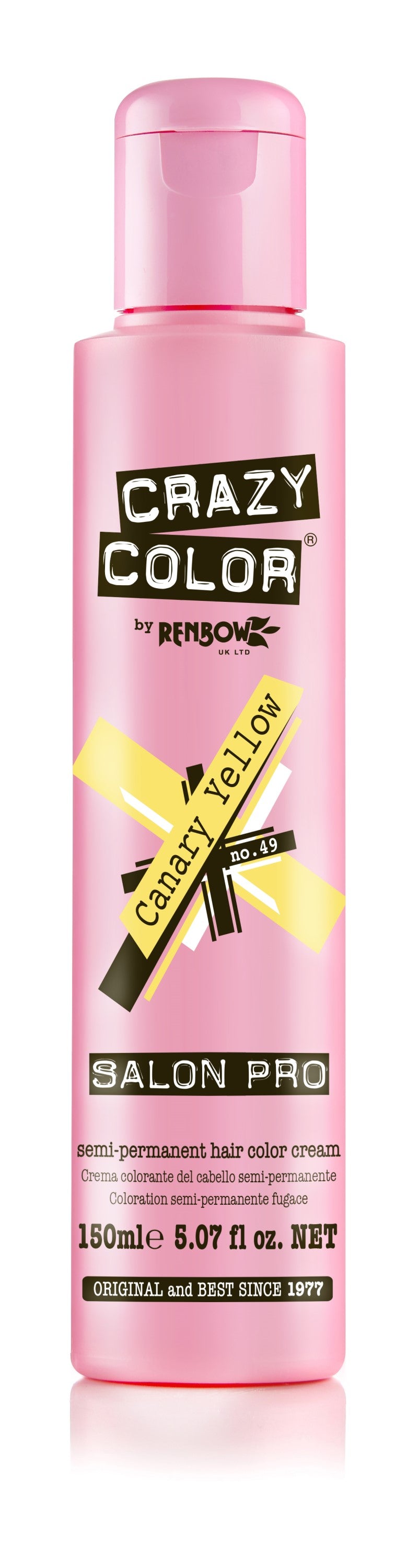 Crazy Color Semi-Permanent Hair Color Cream - Canary Yellow No.49 (150ml)