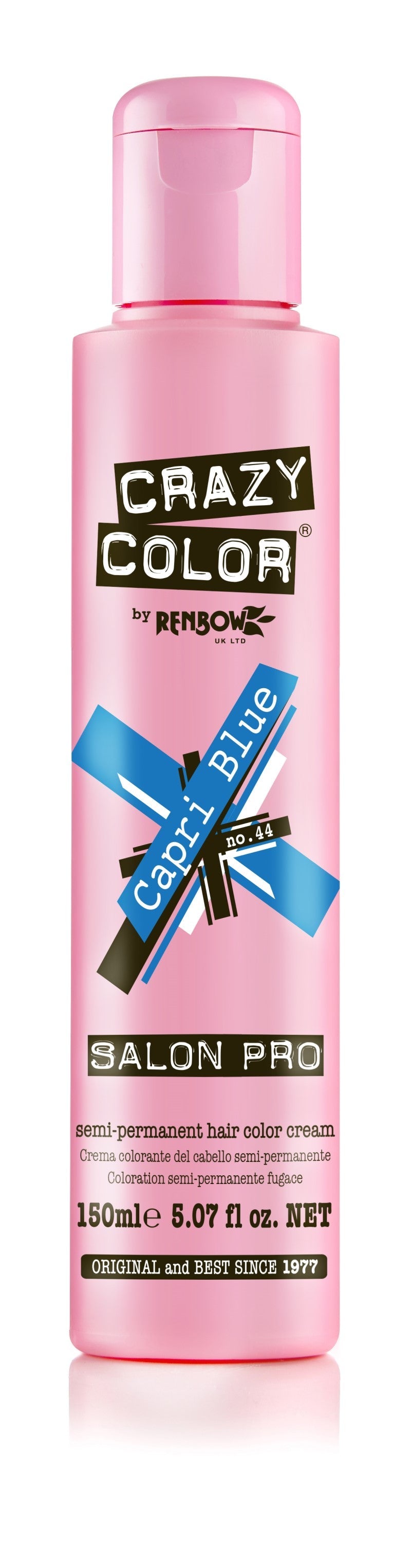 Crazy Color Semi-Permanent Hair Color Cream - Capri Blue No. 44 (150ml)