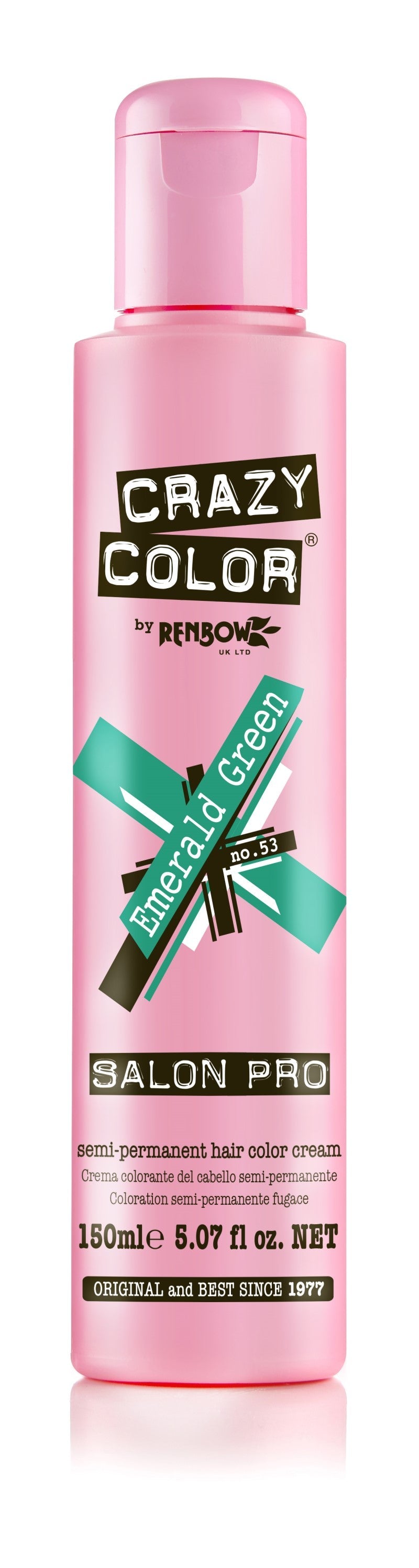 Crazy Color Semi-Permanent Hair Color Cream - Emerald Green No. 53 (150ml)