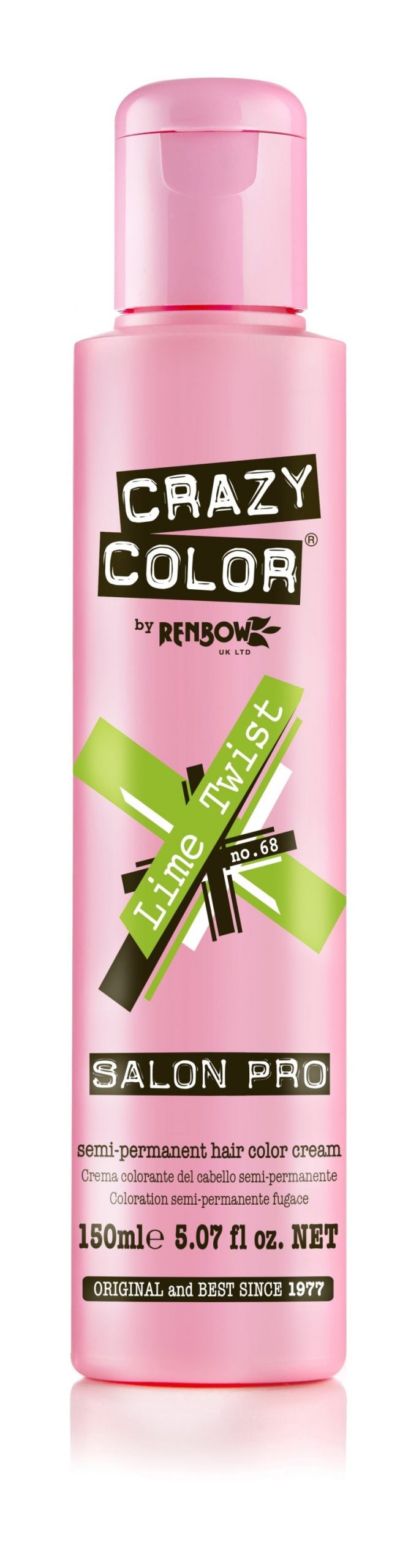 Crazy Color Semi-Permanent Hair Color Cream - Lime Twist No. 68 (150ml)