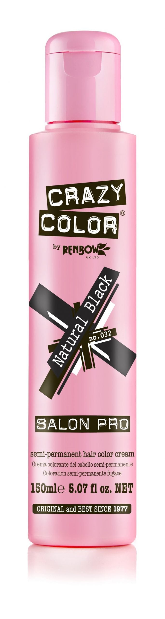 Crazy Color Semi-Permanent Hair Color Cream - Natural Black No. 032 (150ml)