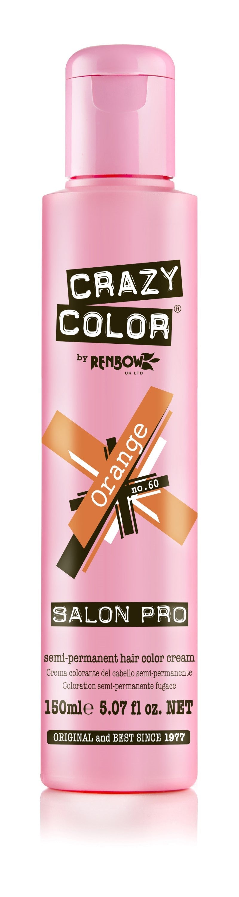 Crazy Color Semi-Permanent Hair Color Cream - Orange No. 60 (150ml)