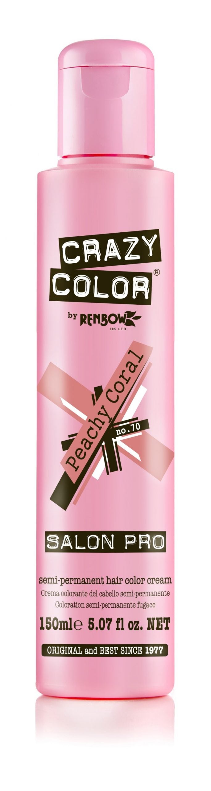 Crazy Color Semi-Permanent Hair Color Cream - Peachy Coral No. 70 (150ml)