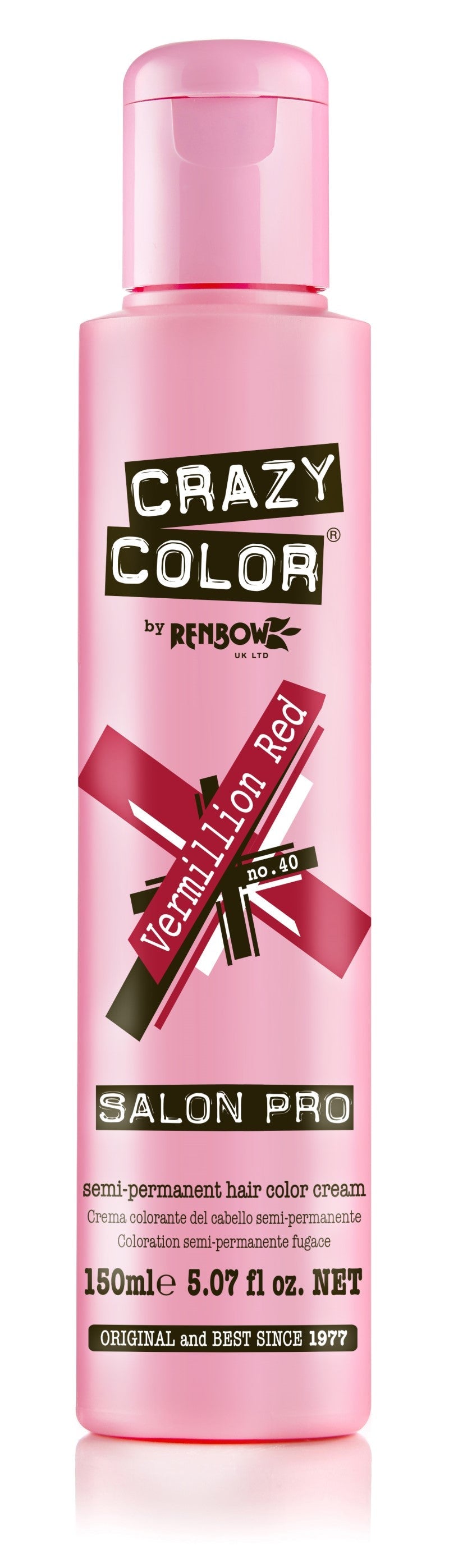 Crazy Color Semi-Permanent Hair Color Cream - Vermillion Red No. 40 (150ml)
