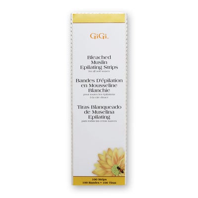 Gigi Large Bleached Muslin Epilating Strips (100 Pack, 3" x 9")