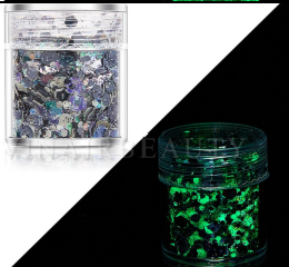 L.E. Beauty Chunky Nail Glitter 6g Bottle GLOW IN THE DARK!!!