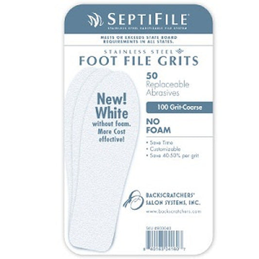 Backscratchers SeptiFile Foot File White 100 Grit (50 Count)