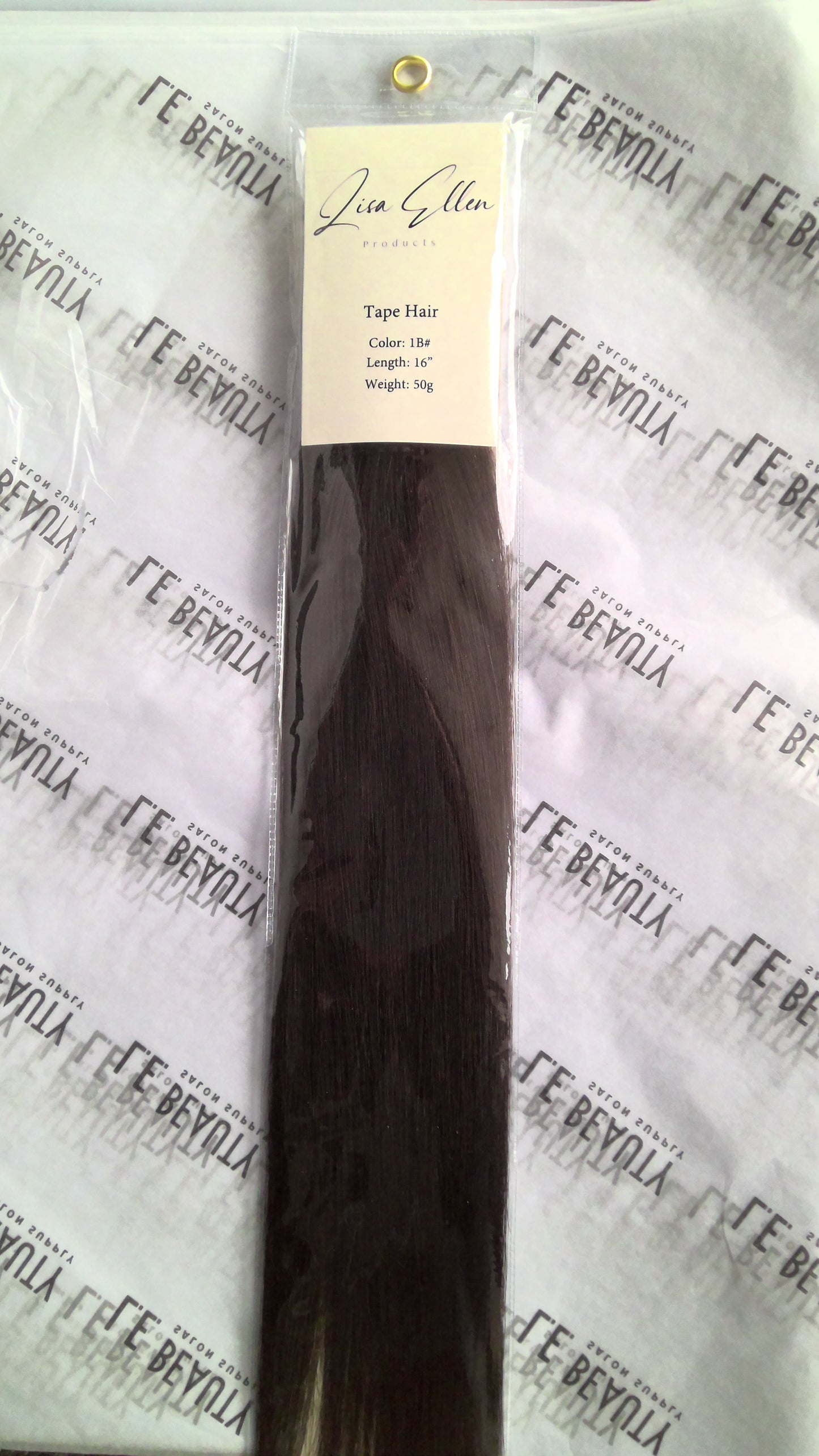 Lisa Ellen 16 inch tape in Hair Extensions #1b Straight