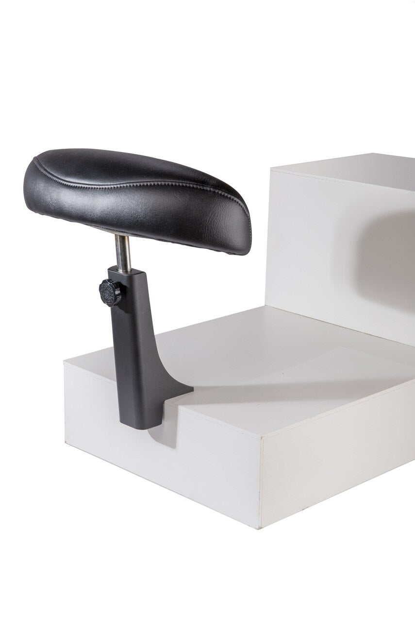 Belava Foot Rest with Mounting Bracket - In Black Powder Coat and Custom Color Upholstery