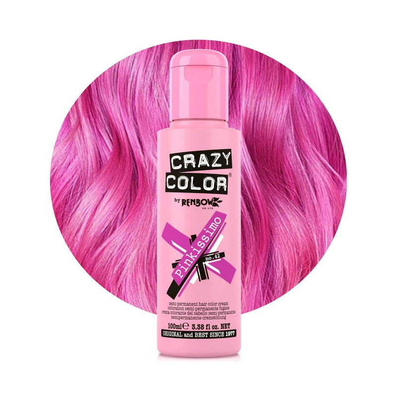 Crazy Color Semi-Permanent Hair Color Cream 42 Pinkissimo 100ml (3.38floz)
