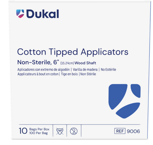 Dukal Non-Sterile Cotton Tipped Wood Applicators, 6"