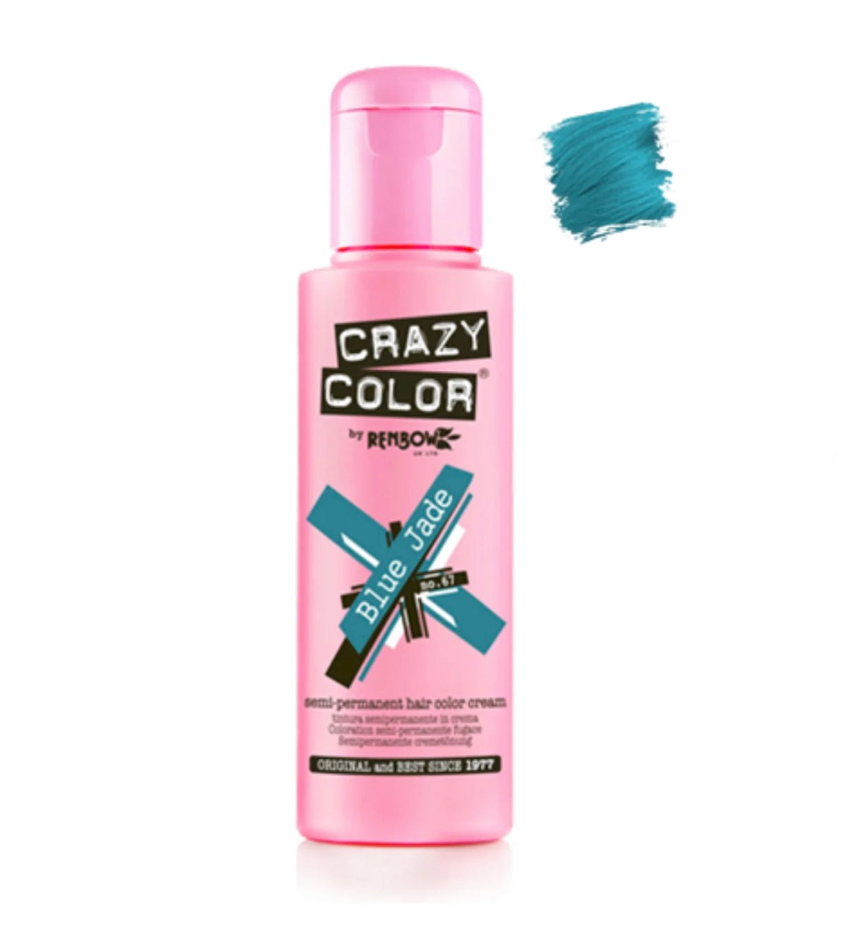 Crazy Color Semi- Permanent Hair Color Cream 67 Blue Jade 100ml (3.38floz)