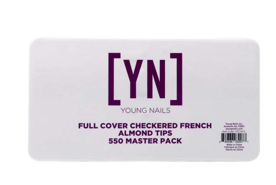 YN Full Cover Checkered French Almond Nail Tips 550 Master Pack 