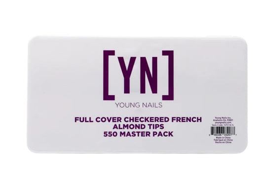 YN Full Cover Checkered French Almond Nail Tips 550 Master Pack 