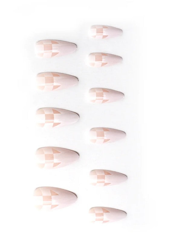 YN Full Cover Checkered French Almond Nail Tips 550 Master Pack 