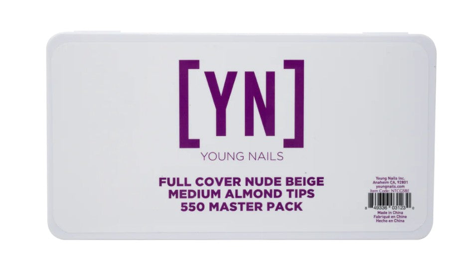 YN Full Cover Nude Beige Medium Almond Tips 550 Master Pack