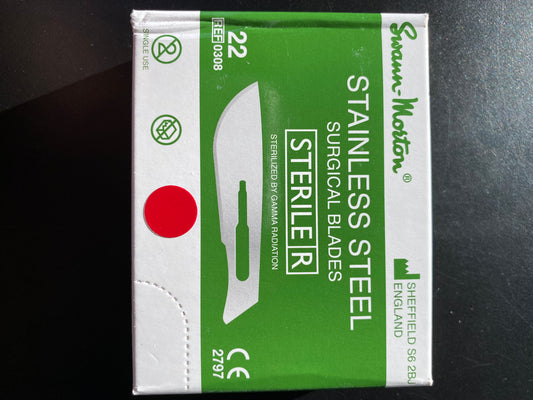 Cincinnati Surgical Stainless Blades Size 22 REF 0308 100 box