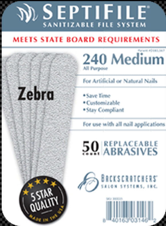 Backscratchers SeptiFile Zebra 240 Grit (50 Count)