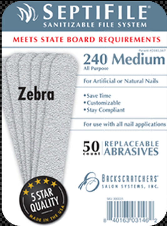 Backscratchers SeptiFile Zebra 240 Grit (50 Count)