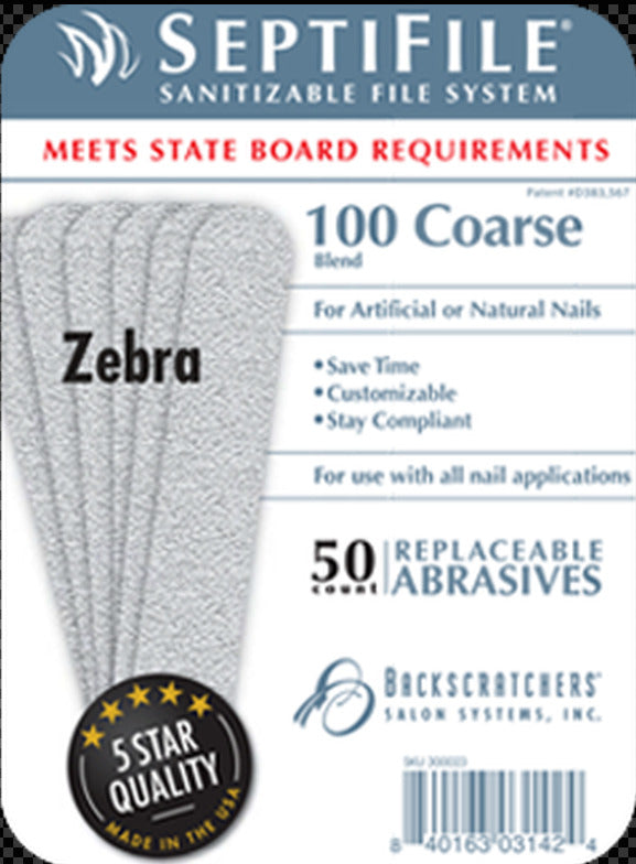Backscratchers SeptiFile Zebra 100 Grit (50 Count)
