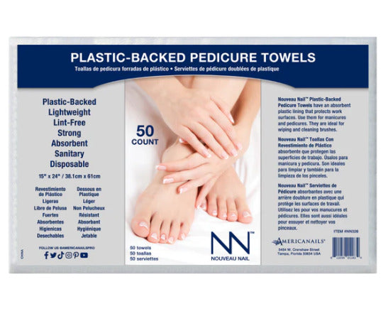 Nouveau Nail Plastic-Backed Pedicure Towels 50ct