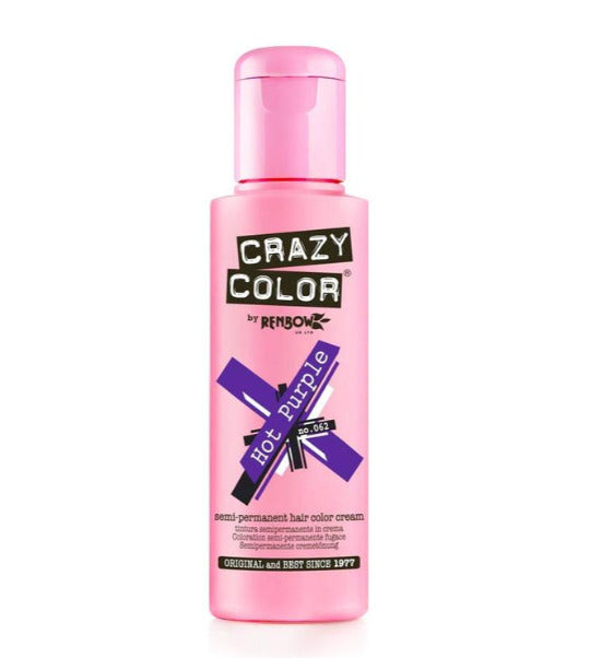 Crazy Color Semi Permanent Hair Color Cream 62 Hot Purple 100ml