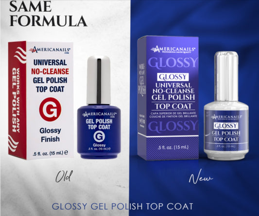 Americanails Universal No-Cleanse Gel Polish Top Coat Glossy Finish 0.5 oz