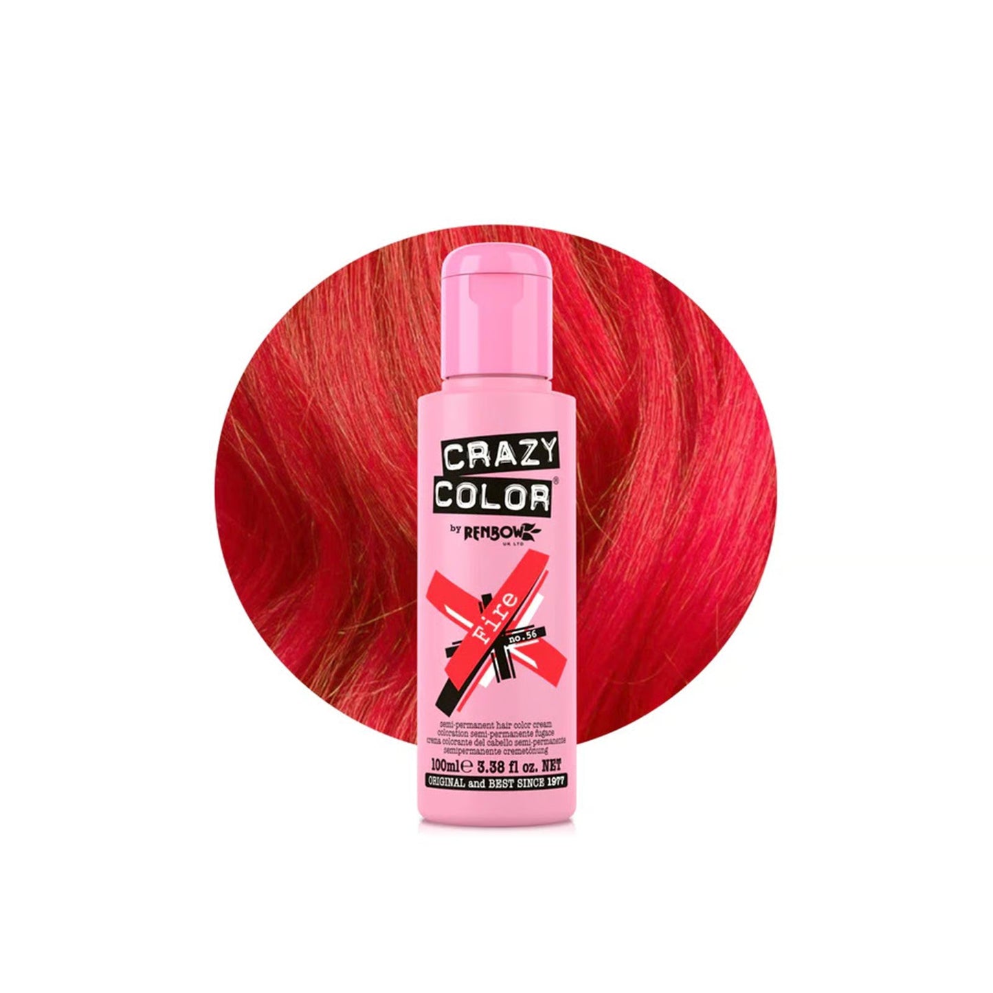 Crazy Color Semi-Permanente Hair Color Cream 56 Fire 100ml (3.38floz)