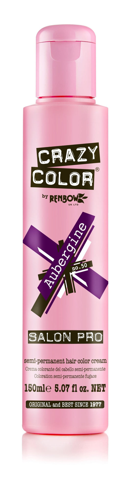 Crazy Color Semi-Permanent Hair Color Cream - Aubergine No. 50 (150ml)