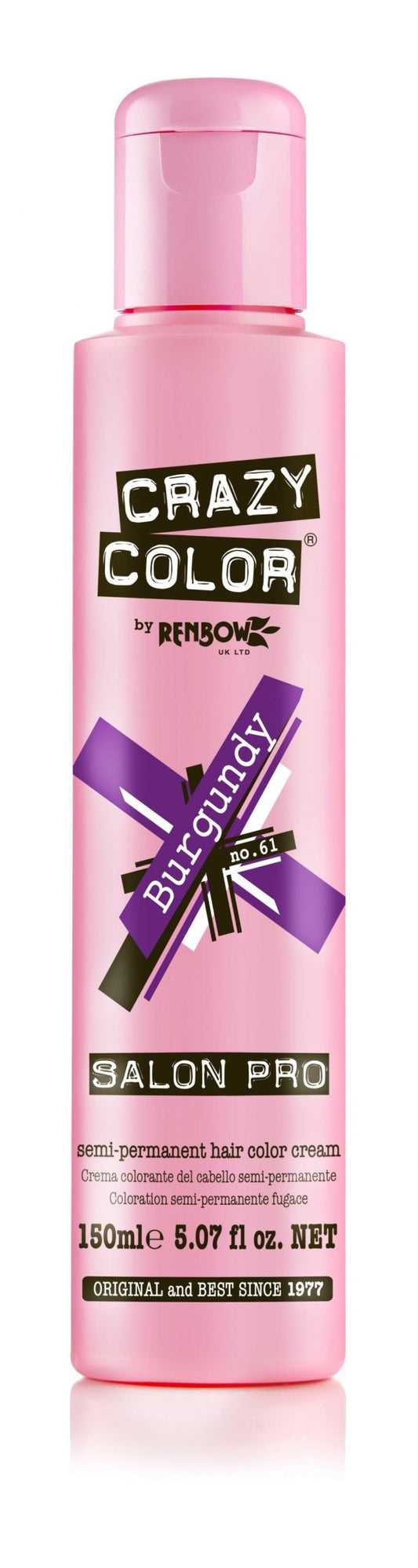 Crazy Color Semi-Permanent Hair Color Cream - Burgundy No. 61 (150ml)