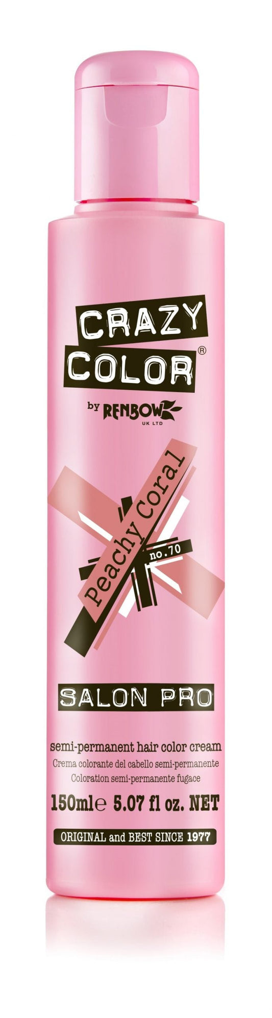 Crazy Color Semi-Permanent Hair Color Cream - Peachy Coral No. 70 (150ml)