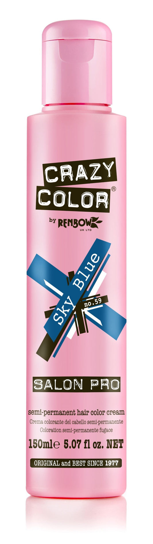 Crazy Color Semi-Permanent Hair Color Cream - Sky Blue No. 59 (150ml)