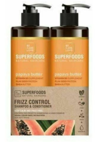 BCL Superfoods Natural Haircare 33 oz Frizz Control Paypaya Shampoo + Conditioner