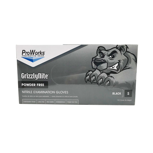 GrizzlyNite® ProWorks® Black Nitrile Exam Grade Powder Free Gloves