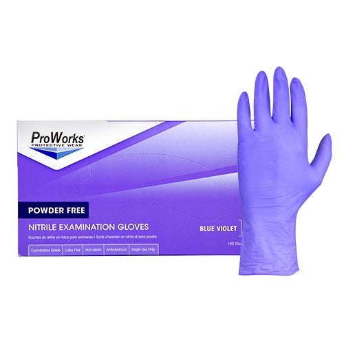 Proworks Powder Free Nitrile Examination Gloves Blue Violet Gloves