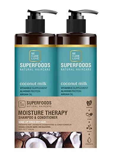 BCL Superfoods Natural Haircare 33 oz Moisture Coconut Therapy Shampoo + Conditioner