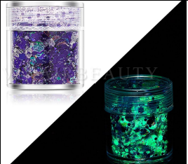 L.E. Beauty Chunky Nail Glitter 10g Bottle                      GLOW IN THE DARK!!!