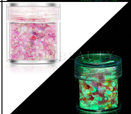 L.E. Beauty Chunky Nail Glitter 10g Bottle                      GLOW IN THE DARK!!!