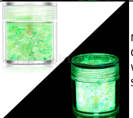 L.E. Beauty Chunky Nail Glitter 10g Bottle                      GLOW IN THE DARK!!!