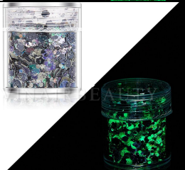 L.E. Beauty Chunky Nail Glitter 10g Bottle                      GLOW IN THE DARK!!!