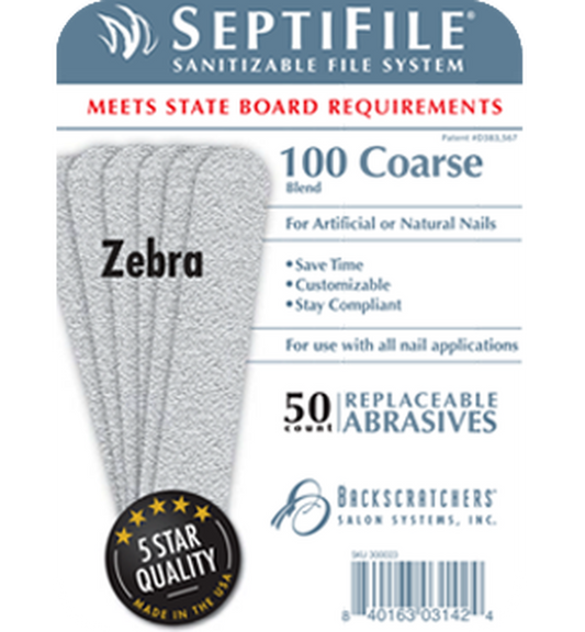 Backscratchers SeptiFile Zebra 100 Grit (50 Count)