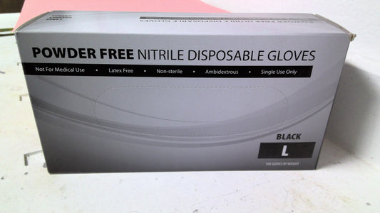 Nitrile Powder Free Disposable Gloves Large Black 10/100