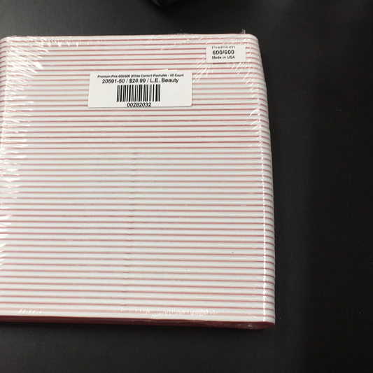 Premium Pink File 600/600 (White Center) Washable - 50 Count